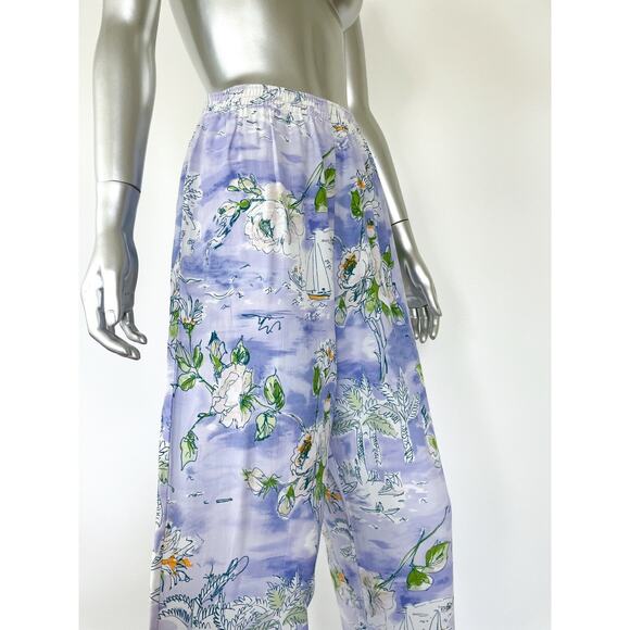 VINTAGE Sea Suns Hawaii Pants Peony Sailor Printed Cropped Capri S - Picture 2 of 12